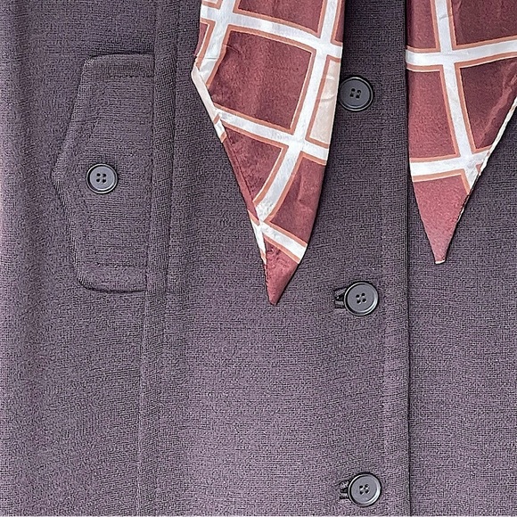 Vintage Authentic 70s Brown Knit Shirtdress Dagger Collar Mad Men Size 6/8 - Picture 9 of 10